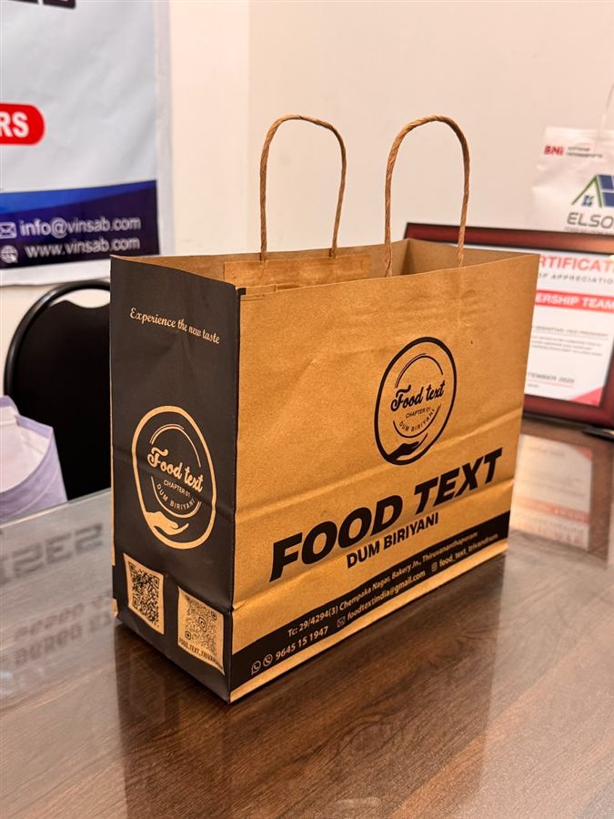 Custom paper bag for Food Text Dum Biriyani